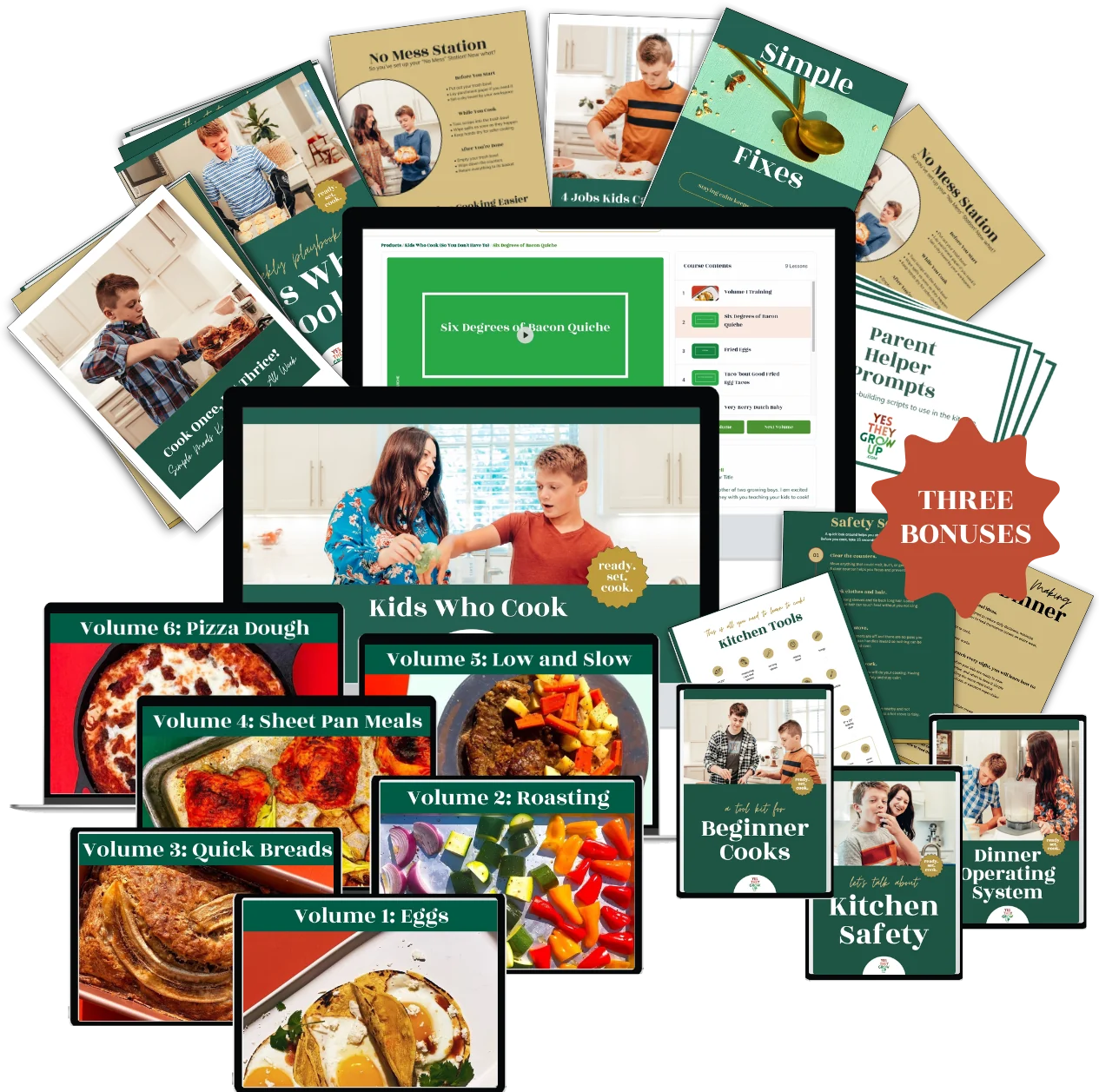 Kids Who Cook: the video course, the cookbook, and the parent guides
