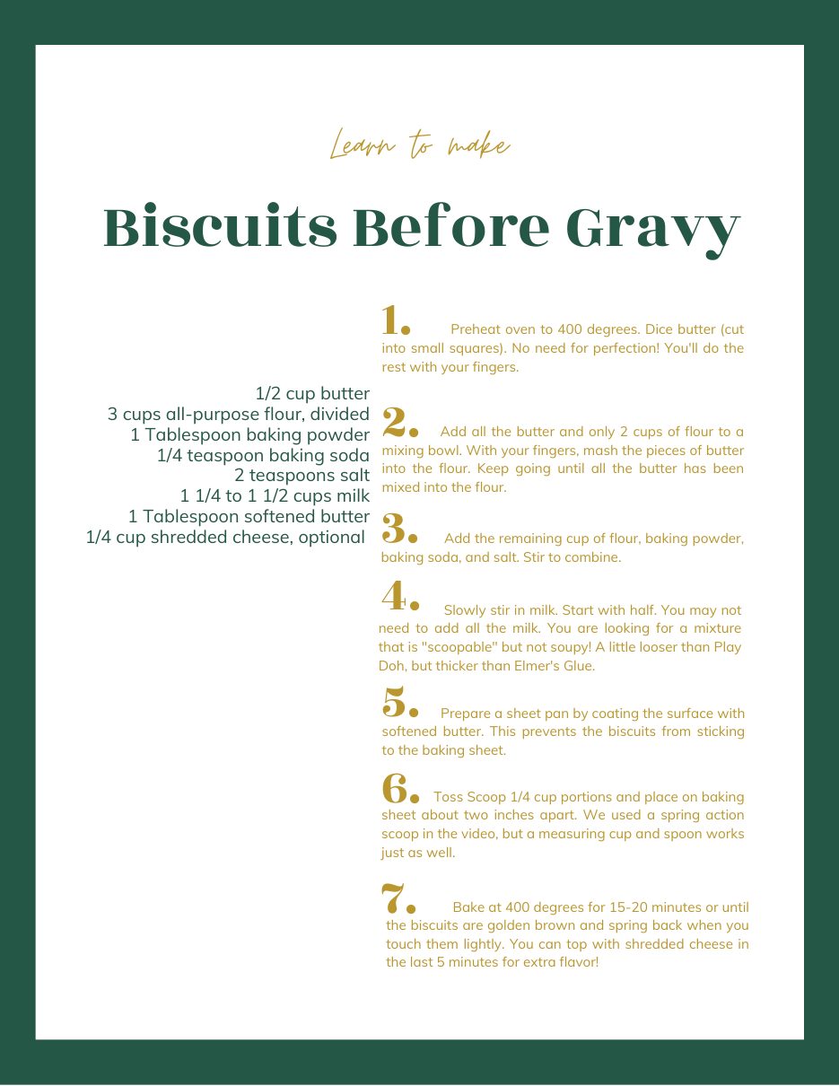 Cookbook page: Biscuits Before Gravy