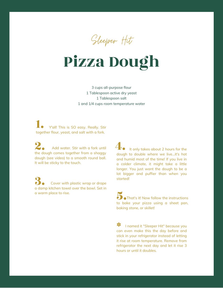 Cookbook page: Pizza Dough